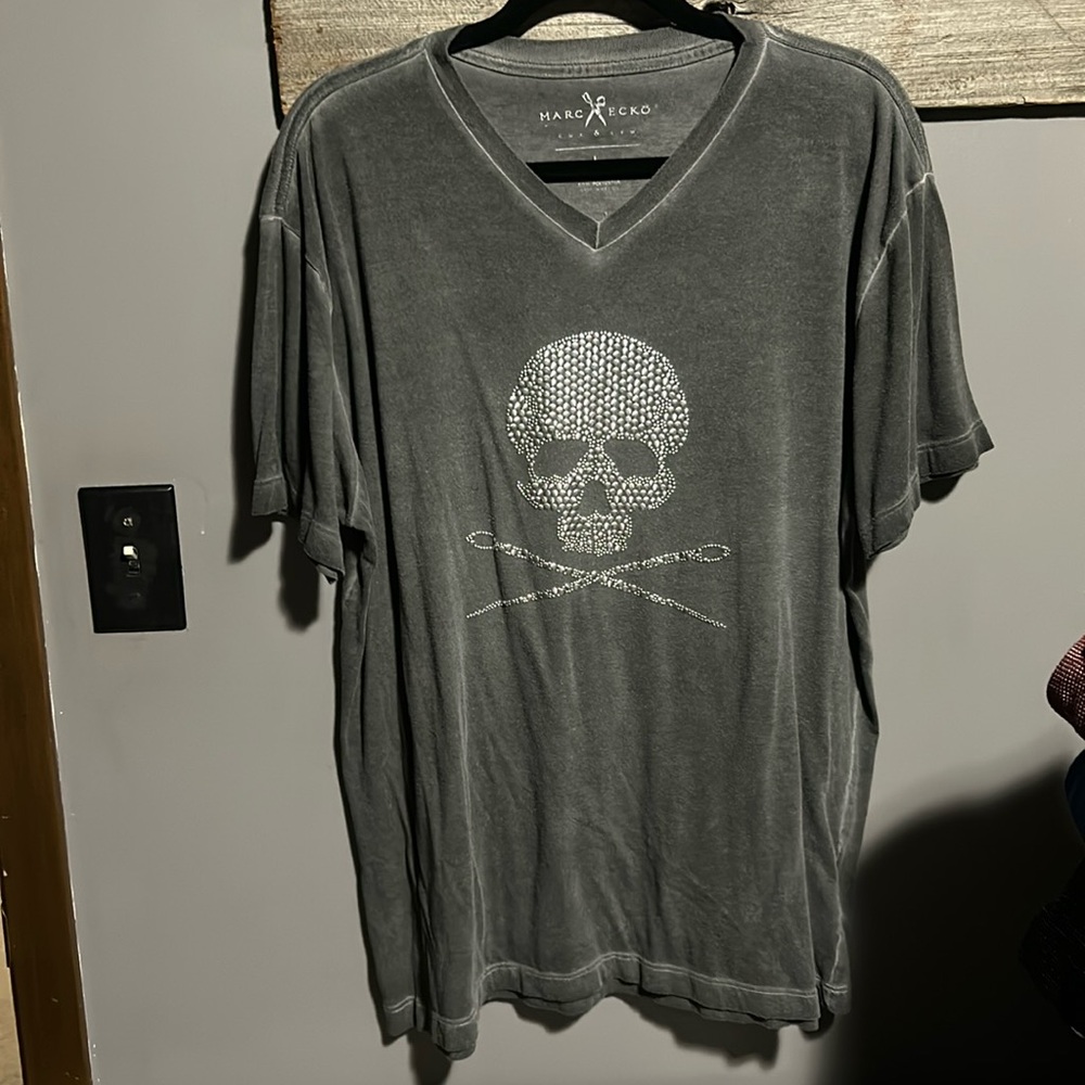 Vintage Y2K Skull Marc Ecko Metal Studded appliqué shirt